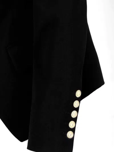 Balmain Wool Blazer With Flap Pockets And Gold-tone Buttons In Black