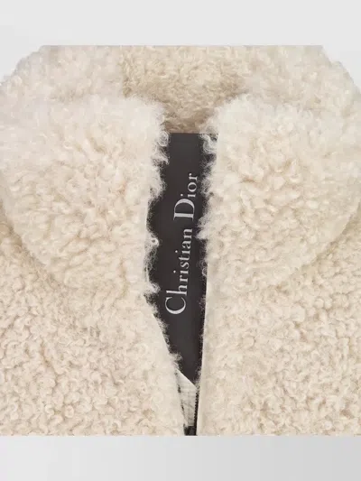 Dior Coat High Collar Ribbed Sleeves Quilted Back In Neutral