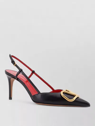 Valentino Vlogo Signature Leather Buckle Pumps In Black