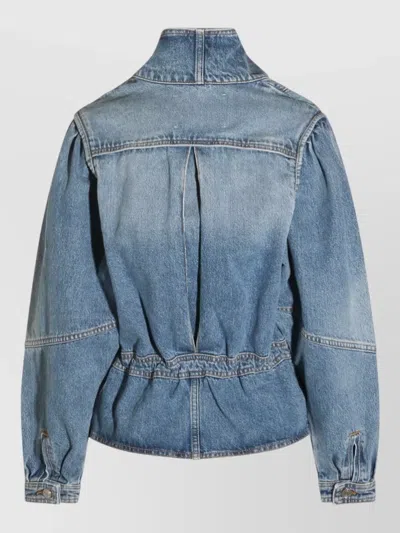 Isabel Marant Étoile Jacket High Collar Front Pockets Stitch Detailing In Blue