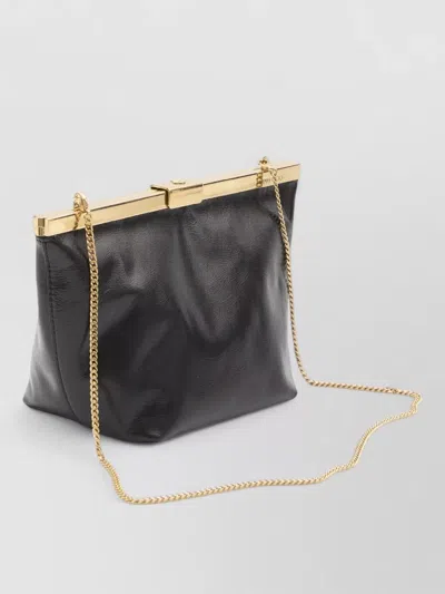 Jimmy Choo Clutch Bag Chain Strap Gold Tone Hardware In Black