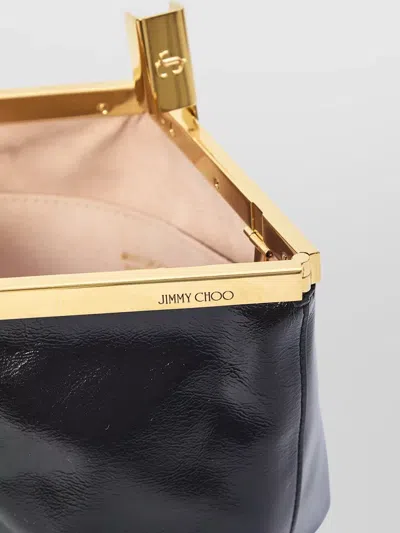 Jimmy Choo Clutch Bag Chain Strap Gold Tone Hardware In Black