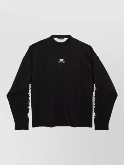 Balenciaga Ski Knit Crew Neck Long Sleeve Jumper In Black