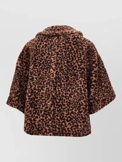Max Mara Animal Print Faux Fur Short Sleeve Jacket In Brown