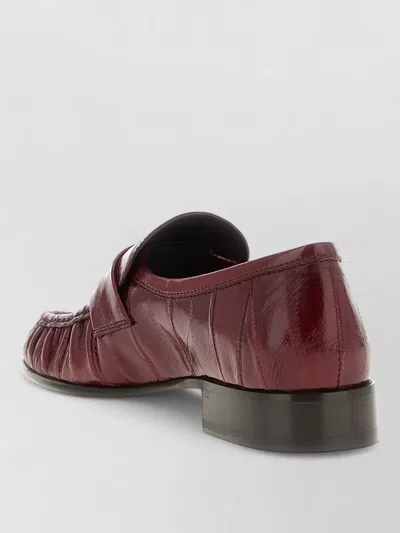 The Row Soft Leather Loafers Round Toe Detail In Burgundy