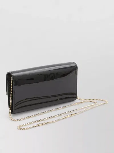 Jimmy Choo Emmie Clutch Patent Leather Envelope Chain In Black