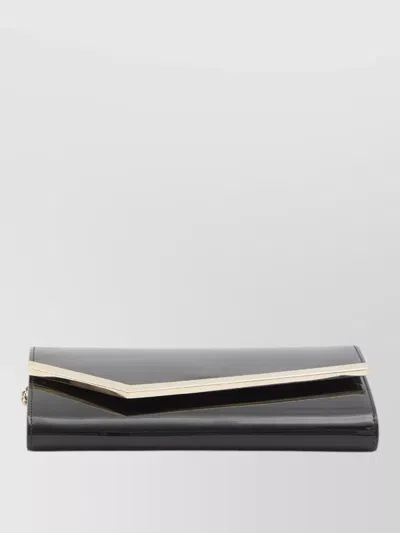 Jimmy Choo Emmie Clutch Patent Leather Envelope Chain In Black