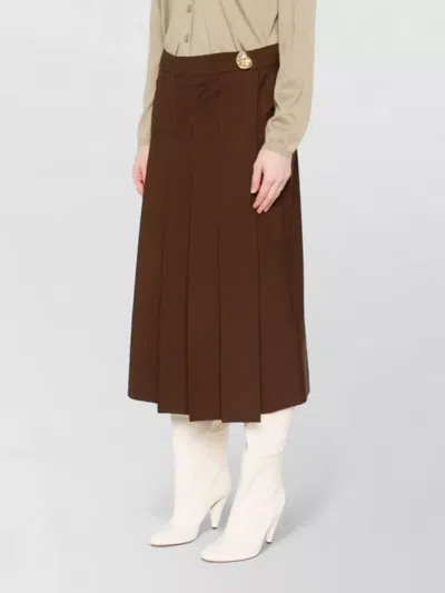 Fabiana Filippi High Waist Pleated Midi Skirt Button Detail In Brown
