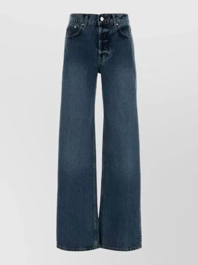 Anine Bing Denim Wide Leg Five Pocket Trousers In Blue