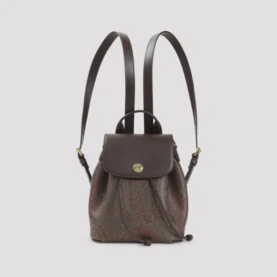 Etro Backpack With Adjustable Straps And Top Handle In Brown