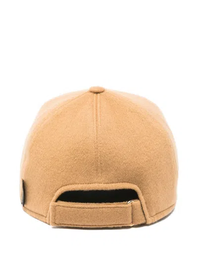 Borsalino Cashmere Baseball Cap Curved Brim In Brown