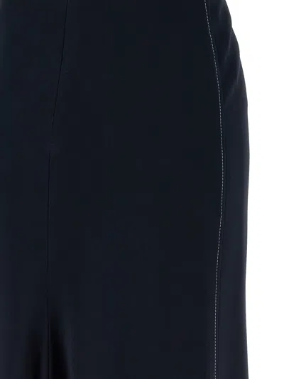 Victoria Beckham Womens Black Blouson-sleeve Fluid-cady Midi Dress In Blue
