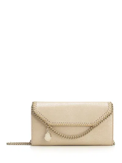 Stella Mccartney Falabella Wallet W/ Chain Bag Eco Shiny Dotted Chamois W/tonal Chain - Airlite Crossbody Bags Gold In White
