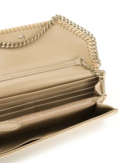 Stella Mccartney Falabella Wallet W/ Chain Bag Eco Shiny Dotted Chamois W/tonal Chain - Airlite Crossbody Bags Gold In White