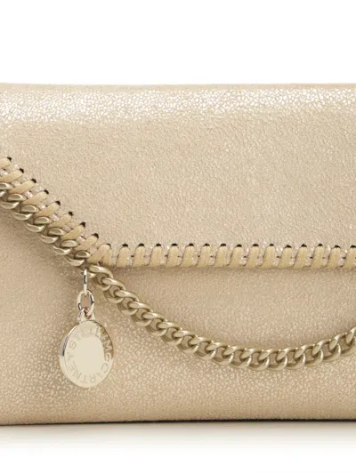 Stella Mccartney Falabella Wallet W/ Chain Bag Eco Shiny Dotted Chamois W/tonal Chain - Airlite Crossbody Bags Gold In White