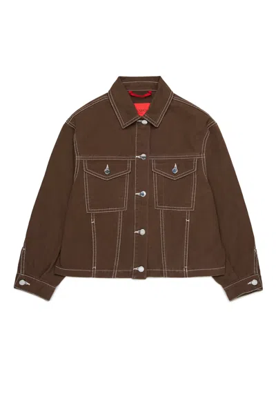 Max & Co Denim Jacket With Logo In Brown