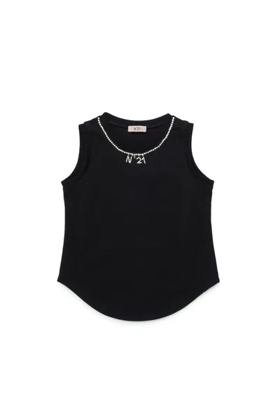 N°21 Sleeveless T-shirt With Logo In Black