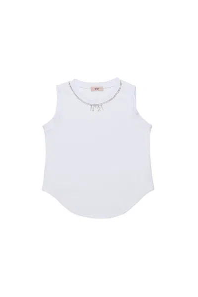 N°21 Sleeveless T-shirt With Logo In White