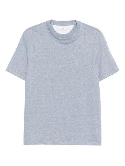 Brunello Cucinelli Linen Blend T-shirt In Blue