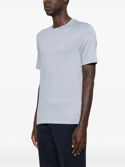 Brunello Cucinelli Linen Blend T-shirt In Blue