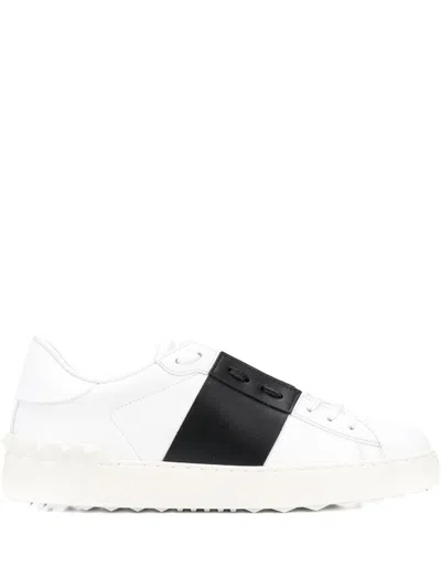 Valentino Garavani Valentino Calfskin Sneakers With Contrasting Bands And Rubber Studs In White