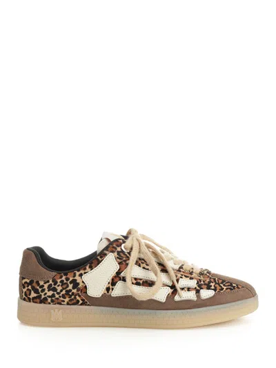 Amiri Pacific Bones Brown Low-top Sneaker With Logo Patch On The Tongue And Leopard Print In Suede Man In Animal Print