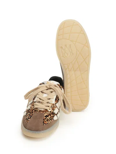 Amiri Pacific Bones Brown Low-top Sneaker With Logo Patch On The Tongue And Leopard Print In Suede Man In Animal Print