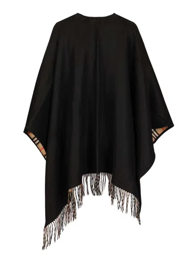 Burberry Reversible Cape Scarves And Foulards Black In Black