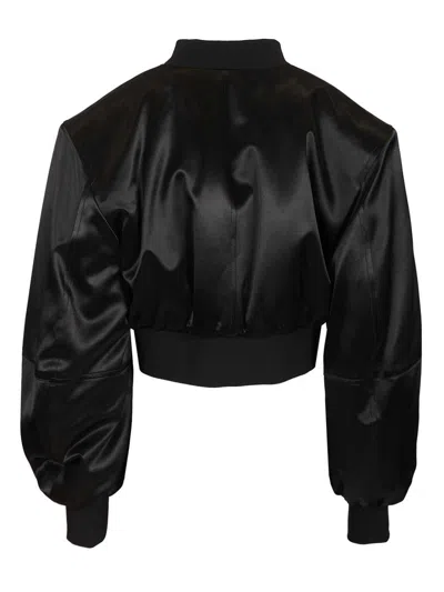 Attico Satin Bomber Jacket Jackets Black