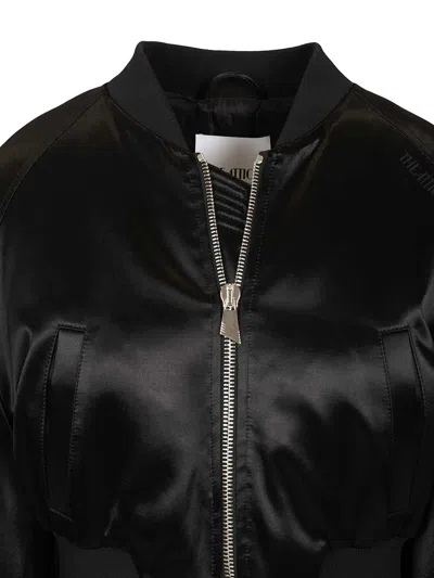 Attico Satin Bomber Jacket Jackets Black