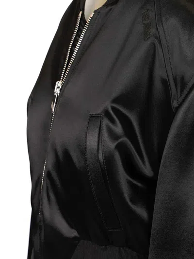 Attico Satin Bomber Jacket Jackets Black