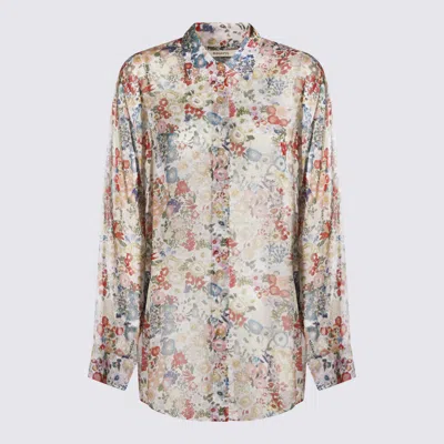 Khaite Goya Floral Silk Chiffon Button-down Top In Multi