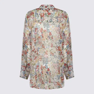Khaite Goya Floral Silk Chiffon Button-down Top In Multi
