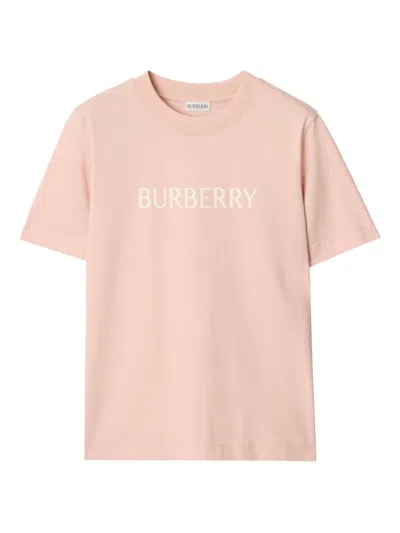 Burberry Logo Cotton T-shirt In Pink