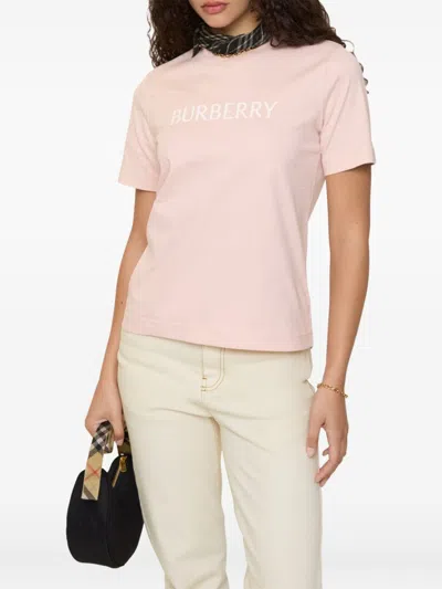 Burberry Logo Cotton T-shirt In Pink