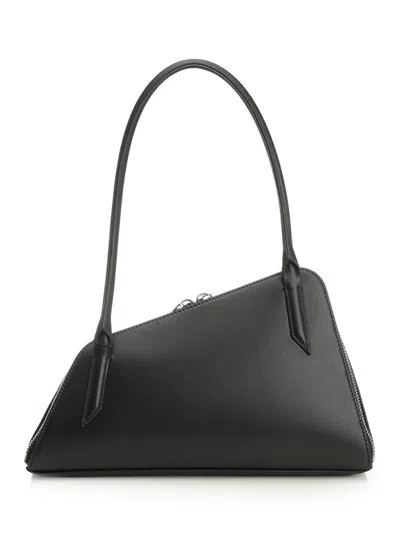 Attico Double Zipper Shoulder Bag In Black