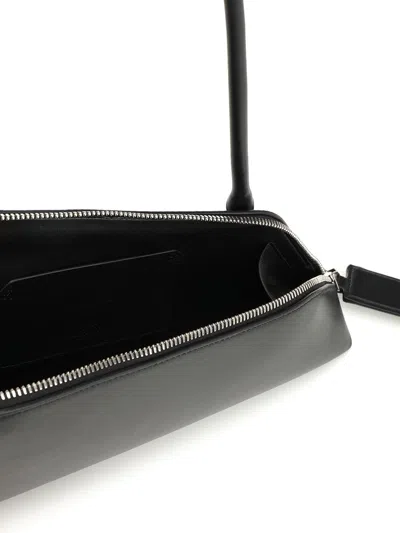 Attico Double Zipper Shoulder Bag In Black