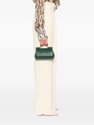 Dolce & Gabbana Women Sicily Small Leather Handbag In Brown