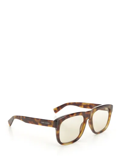 Saint Laurent Sl 558 Aviator Sun Glasses Brown In Brown