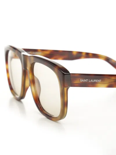 Saint Laurent Sl 558 Aviator Sun Glasses Brown In Brown