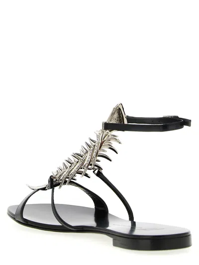 Giuseppe Zanotti Sandals Slim Style Embellished Metallic Detail In Black
