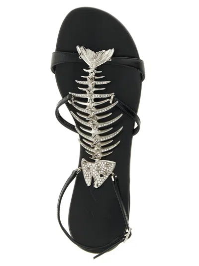 Giuseppe Zanotti Sandals Slim Style Embellished Metallic Detail In Black