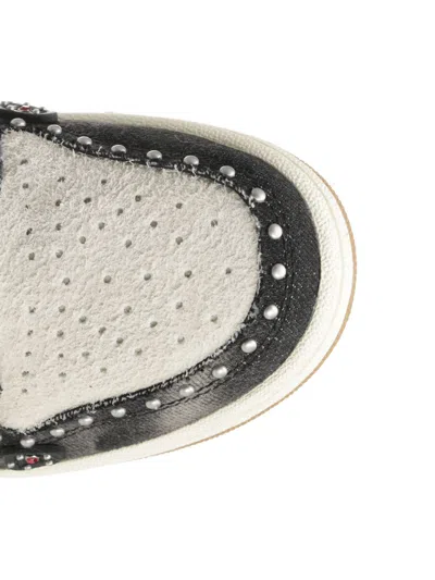 Amiri Skel Top Black Sneaker With Beads And Crystals Application And Logo On The Heel In Fabric And Cotton In Black