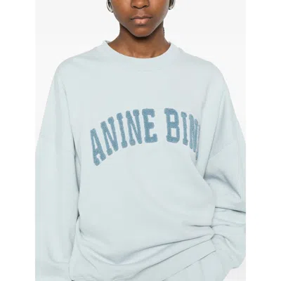 Anine Bing Light Blue Crewneck Embroidery Logo Sweatshirt In Blue