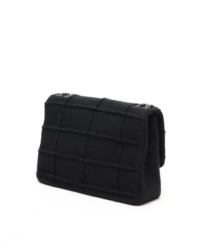 Pre-owned Chanel 2.55 Wool Chocolate Bar Bag In Black