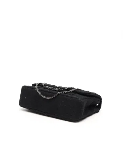 Pre-owned Chanel 2.55 Wool Chocolate Bar Bag In Black