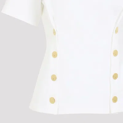 Elisabetta Franchi Button Embellished T-shirt In White