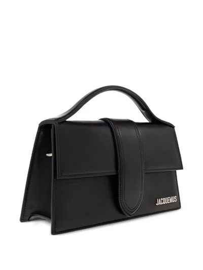 Jacquemus Calf Leather Rectangular Mini Bag With Handle In Black