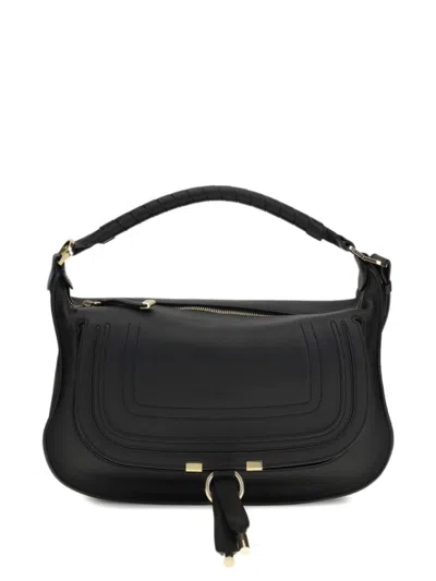 Chloé Marcie Leather Shoulder Bag In Black