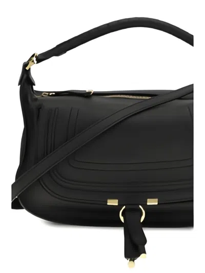 Chloé Marcie Leather Shoulder Bag In Black